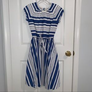Kids blue and white striped dress